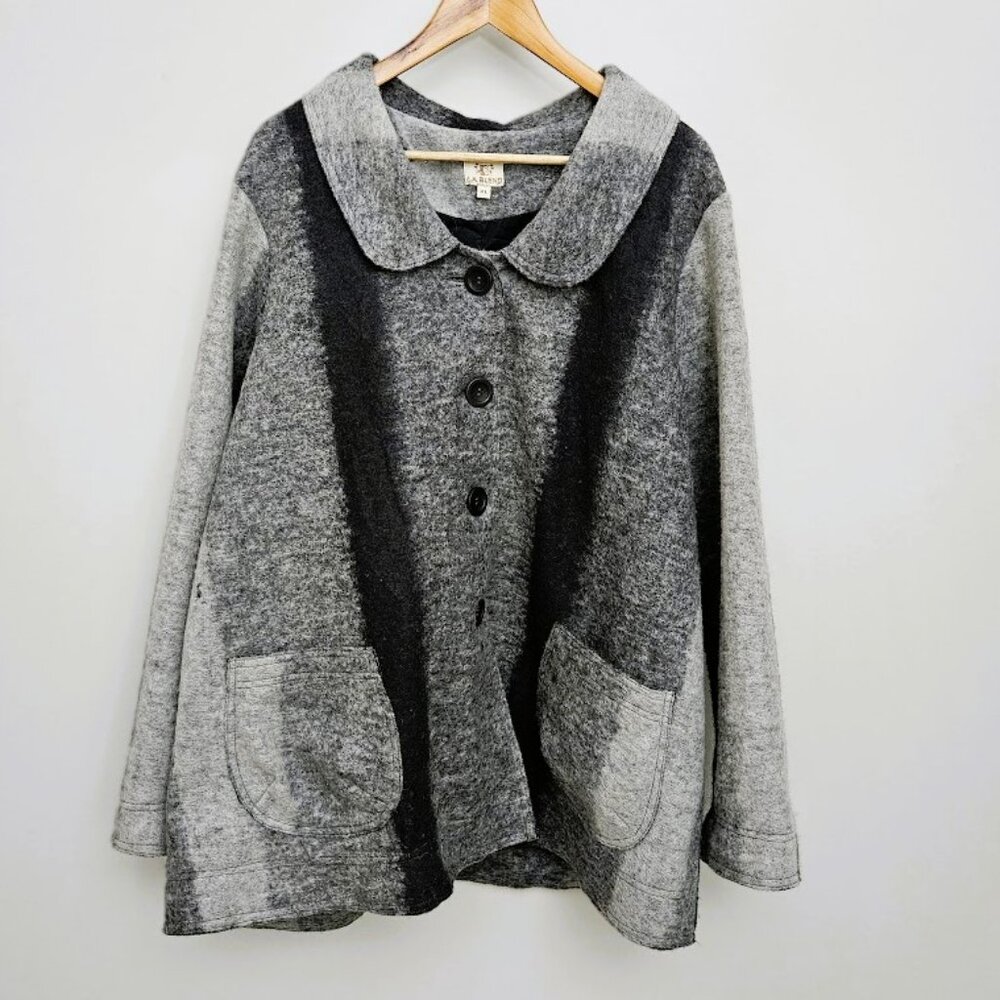 La Blend Gray Wool Blend Vintage Style Swing Jacket XL